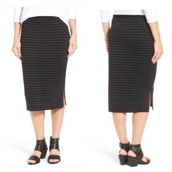 Eileen Fisher Dresses & Skirts - Eileen Fisher Size XS Merino Wool Double Knit Knee Length Pencil Stripe Skirt